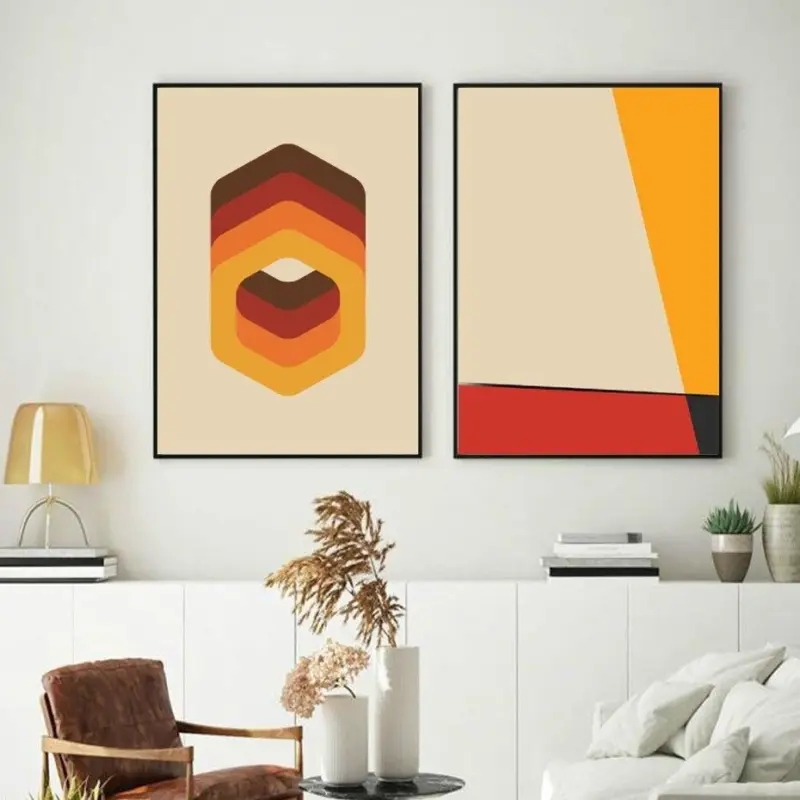 Modern abstract graphic shape canvas wall art poster