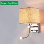Modern indoor led hotel bedroom wall lamp w usb charging
