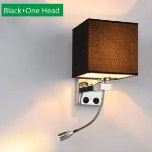 Modern Indoor LED Hotel Bedroom Wall Sconce Lamp w/ USB Charging