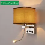 Modern indoor led hotel bedroom wall lamp w usb charging