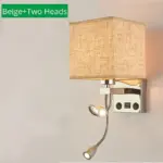 Modern indoor led hotel bedroom wall lamp w usb charging