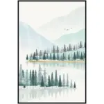 Modern minimalist forest and river poster landscape painting print canvas