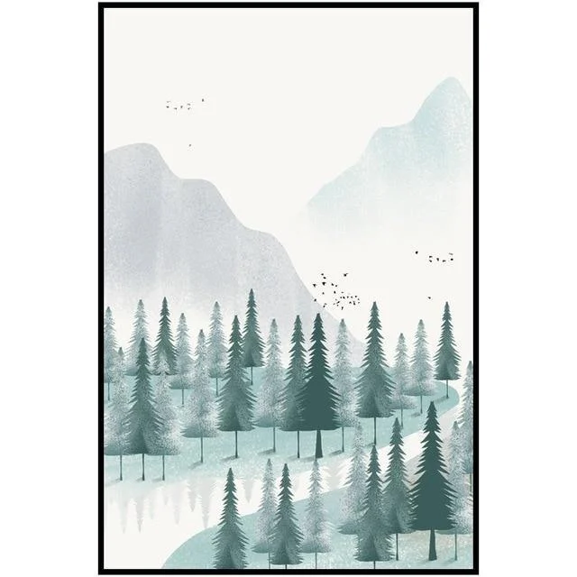 Modern Minimalist Forest And River Poster Landscape Painting Print Canvas 714178