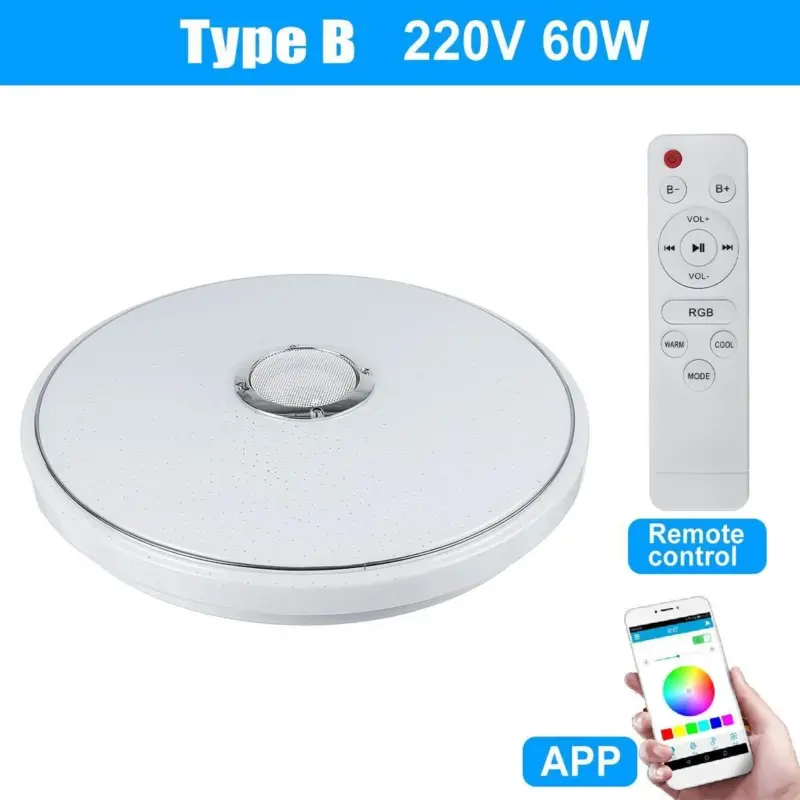 Modern rgb led ceiling lights home lighting 36w 60w bluetooth with remote control