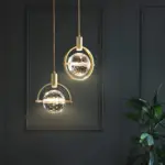 Modern ring crystal led pendelleuchte halbring kristallelemente luxusbeleuchtung energiesparend xlumina2