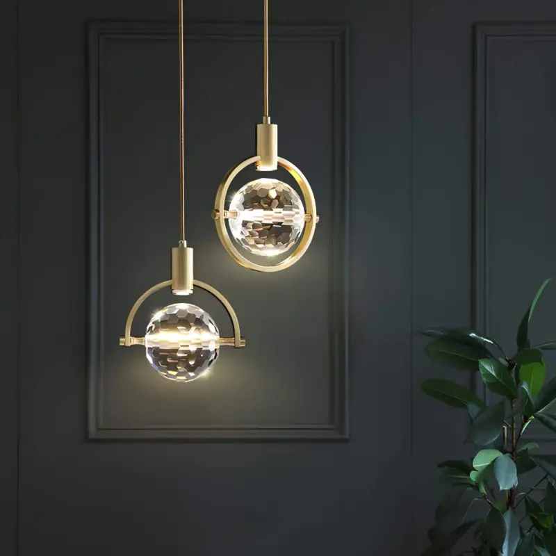 Modern ring crystal led pendelleuchte halbring kristallelemente luxusbeleuchtung energiesparend xlumina2