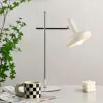 Modern white glass disc table lamp