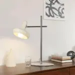 Modern white glass disc table lamp