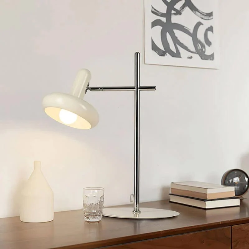 Modern White Glass Disc Table Lamp 2