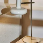 Modern white glass disc table lamp