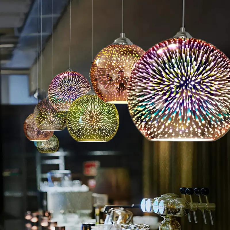 Moderne 3d feuerwerk glas hangelampe kreative beleuchtung xlumina
