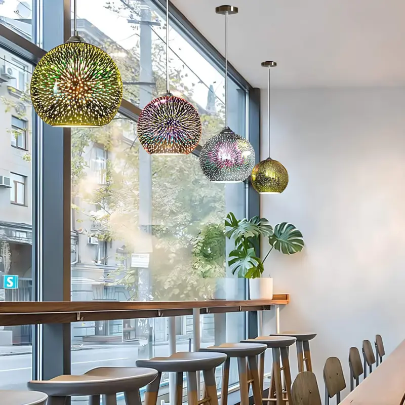 Moderne 3d feuerwerk glas hangelampe kreative beleuchtung xlumina