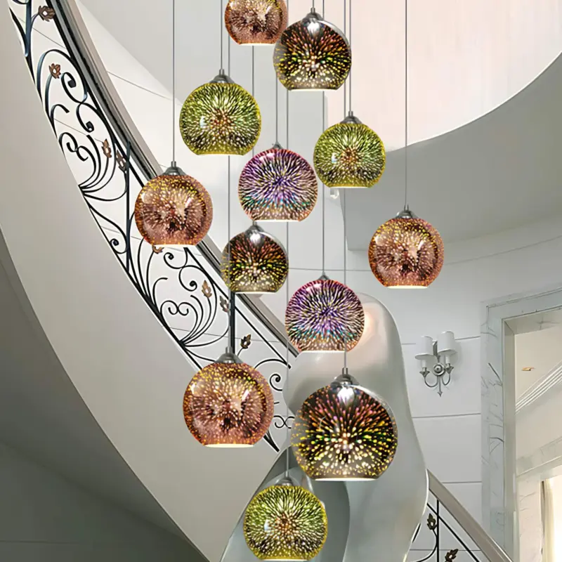 Moderne 3d feuerwerk glas hangelampe kreative beleuchtung xlumina
