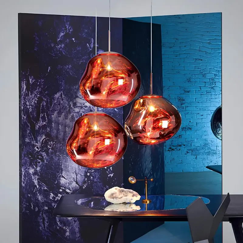 Moderne hangelampe silber rot glas elegante esszimmerbeleuchtung 30cm xlumina10