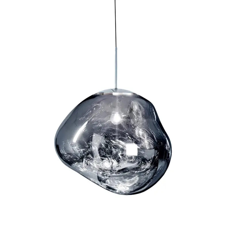Moderne hangelampe silber rot glas elegante esszimmerbeleuchtung 30cm xlumina3