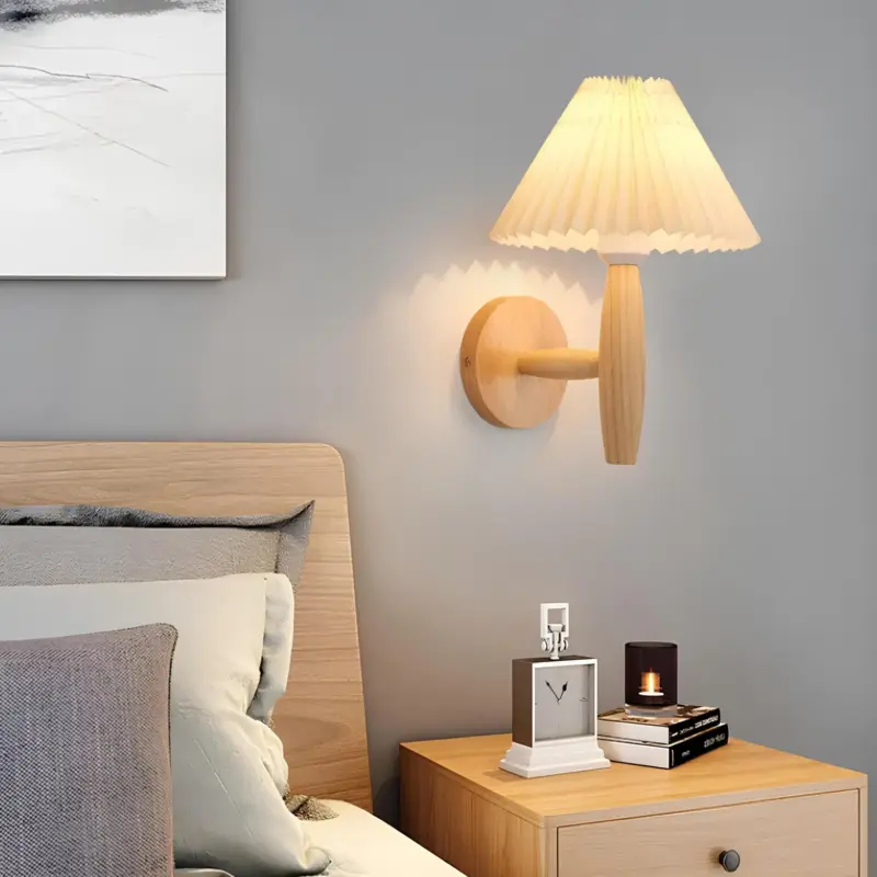 Moderne holz Wandleuchte naturholz warmweiss beleuchtung modern einfach installation xLumina