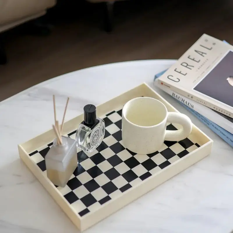 Monochrome geometric storage tray
