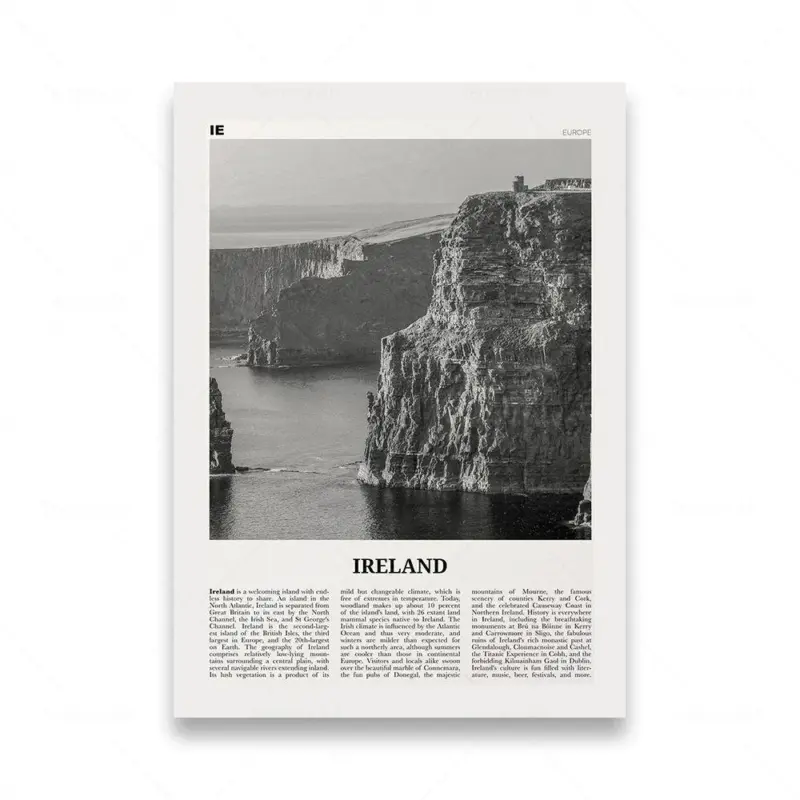 Monochrome landscape travel poster