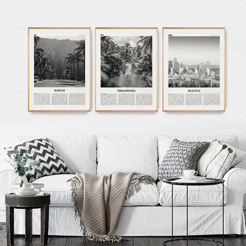 Monochrome landscape travel poster
