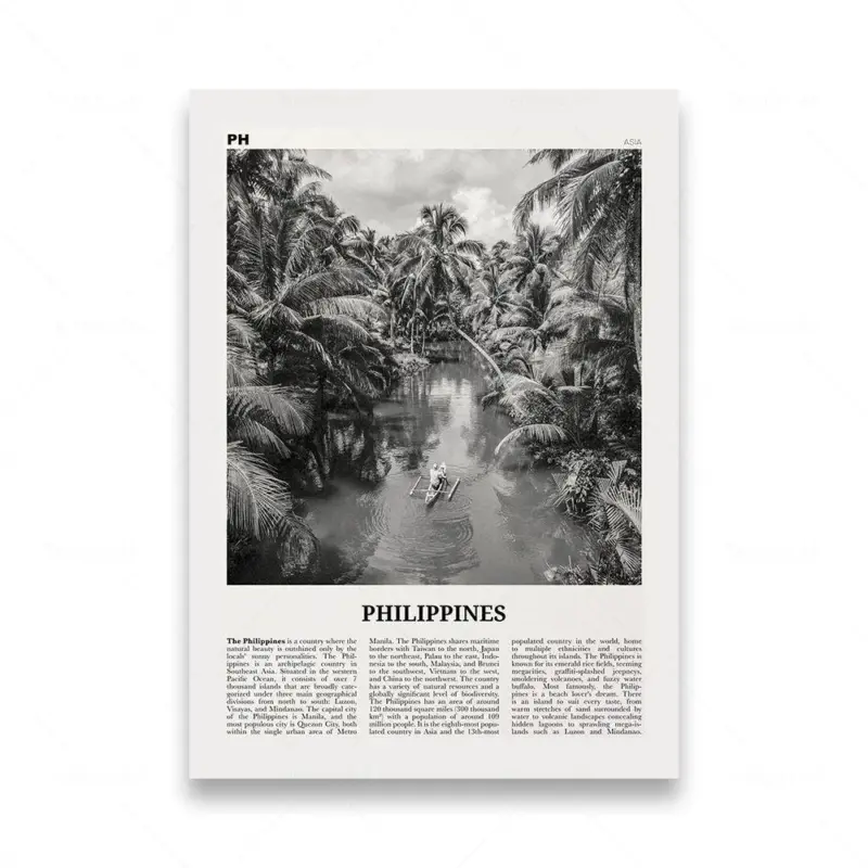 Monochrome landscape travel poster