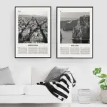Monochrome landscape travel poster