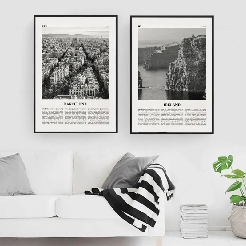 Monochrome landscape travel poster