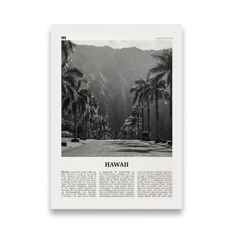 Monochrome landscape travel poster