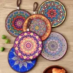 Moroccan style pattern ceramic coaster