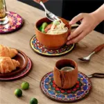 Moroccan style pattern ceramic coaster