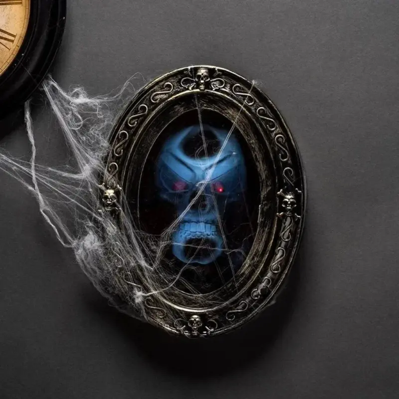 Motion activated skull mirror scary halloween magic mirror