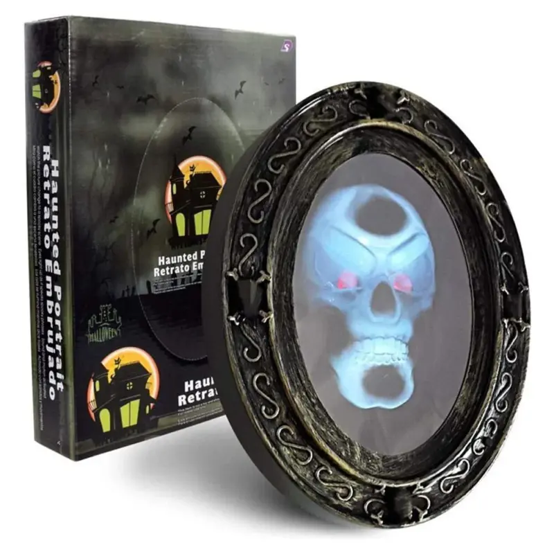 Motion activated skull mirror scary halloween magic mirror