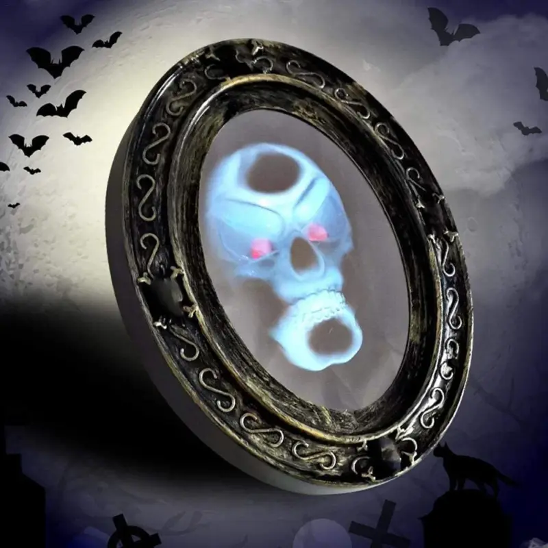 Motion activated skull mirror scary halloween magic mirror