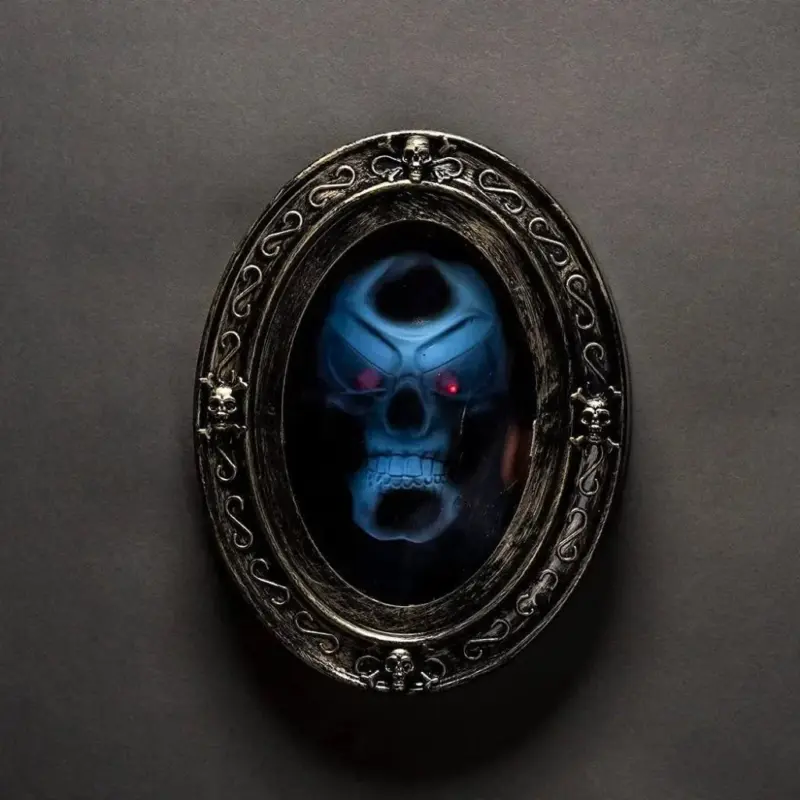 Motion activated skull mirror scary halloween magic mirror