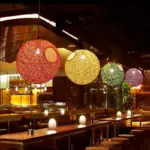 Multi colored led restaurant pendant ball lights