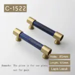 Natural stone brass door handles