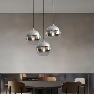 SphereGlow - Modern Glass Industrial LED Pendant Light for Kitchen and Dining Room