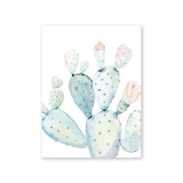 Nordic Art Print Pastel Watercolor Cactus Canvas Painting Poster Botanical Wall Art Pictures For Living Room Home Decor No Frame 358540