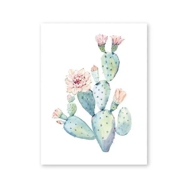 Nordic Art Print Pastel Watercolor Cactus Canvas Painting Poster Botanical Wall Art Pictures For Living Room Home Decor No Frame 527458