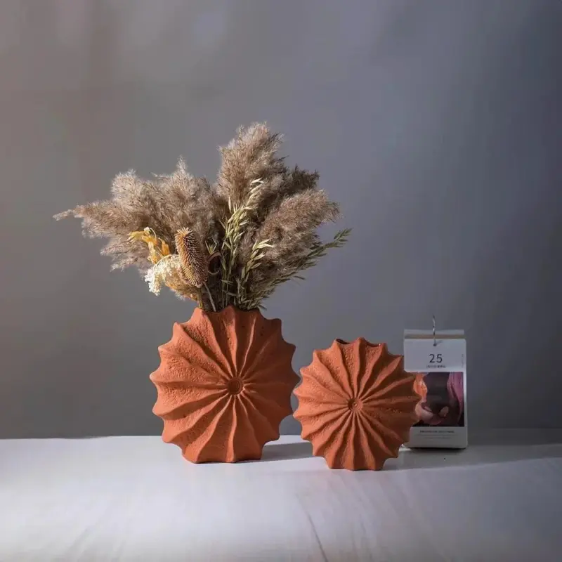 Nordic minimal red ceramic vase