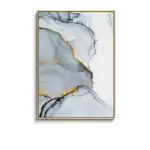 Nordic morden abstract blue gray line wall art canvas painting golden blue smoke art poster print wall picture for living room