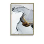 Nordic morden abstract blue gray line wall art canvas painting golden blue smoke art poster print wall picture for living room