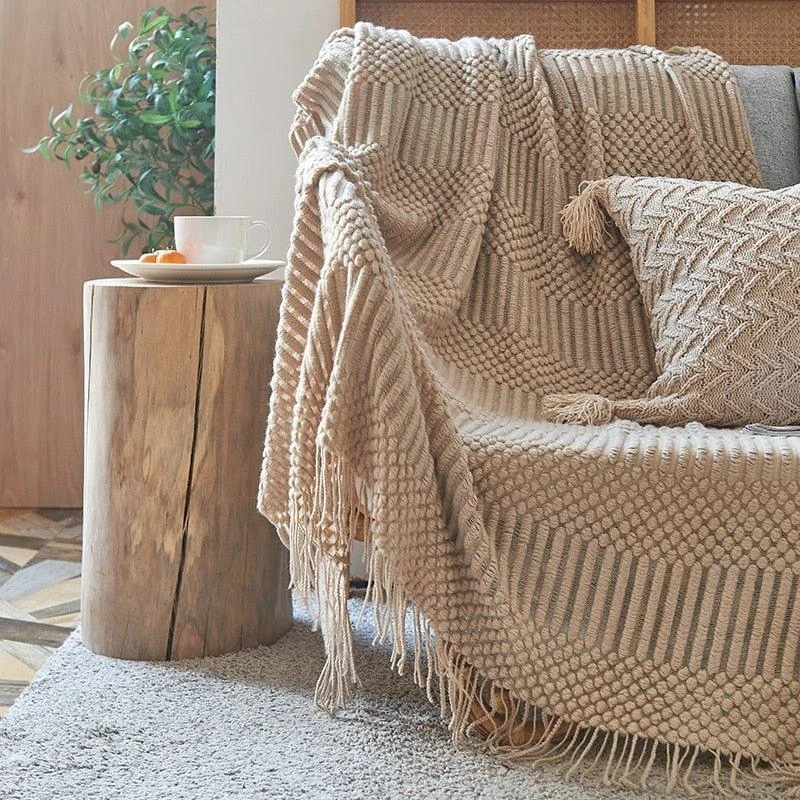 Nordic Solid Sofa Knitted Blanket 118369