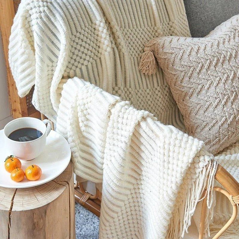 Nordic Solid Sofa Knitted Blanket 121833