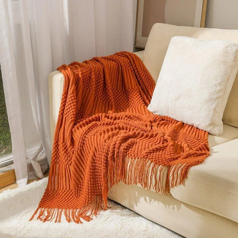 Nordic Solid Sofa Knitted Blanket 168995