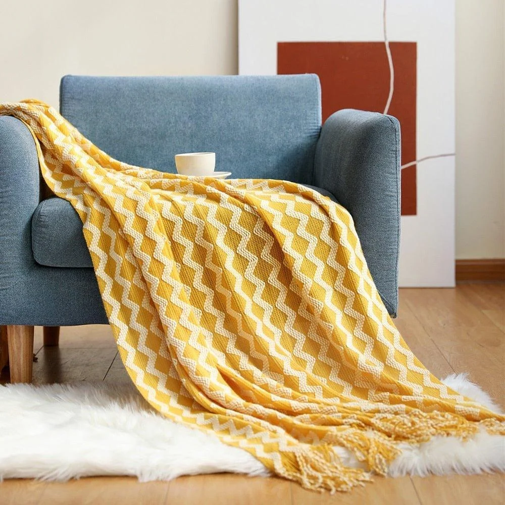 Nordic Solid Sofa Knitted Blanket 201512