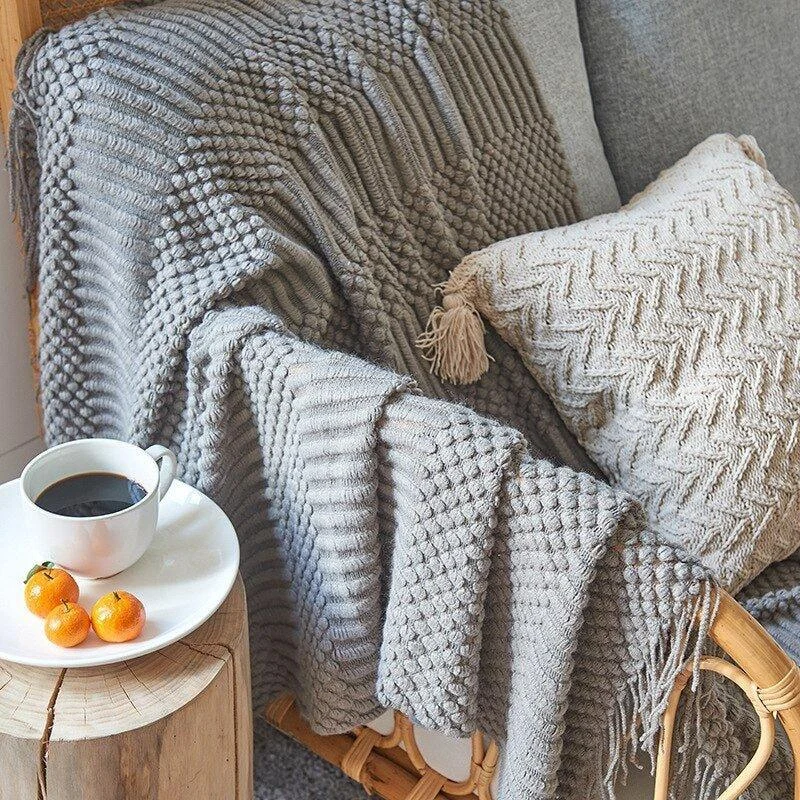 Nordic Solid Sofa Knitted Blanket 312024