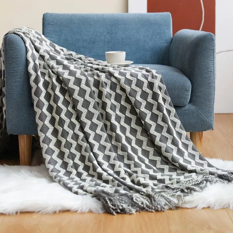 Nordic solid sofa knitted blanket