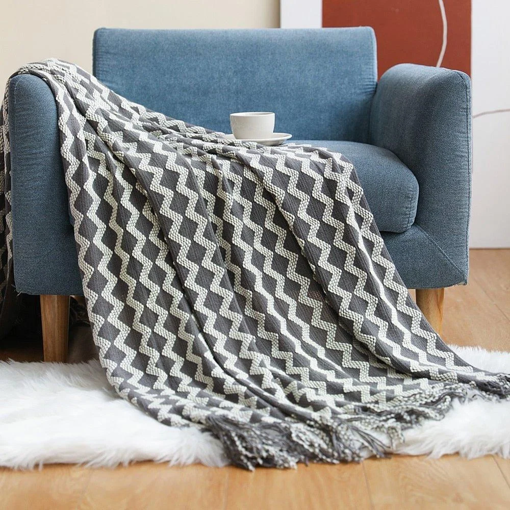 Nordic Solid Sofa Knitted Blanket 443973