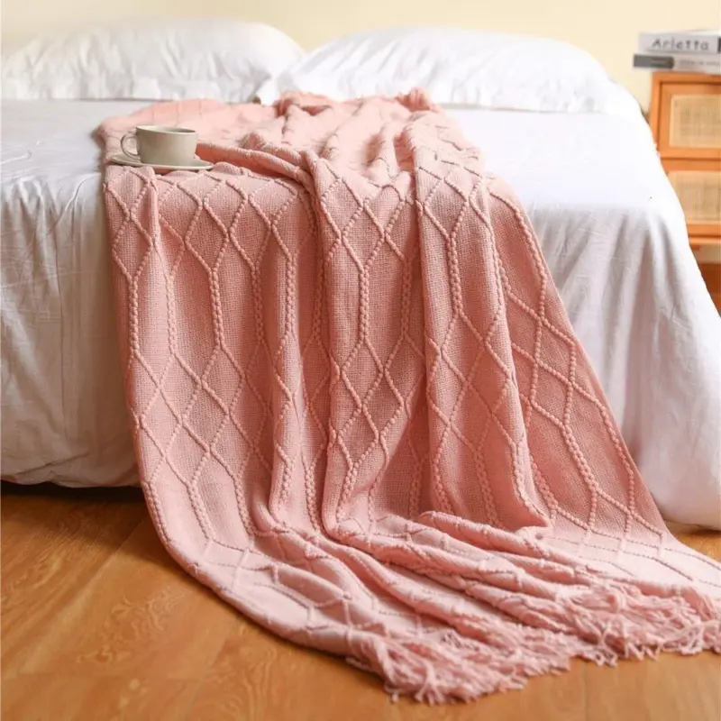 Nordic solid sofa knitted blanket