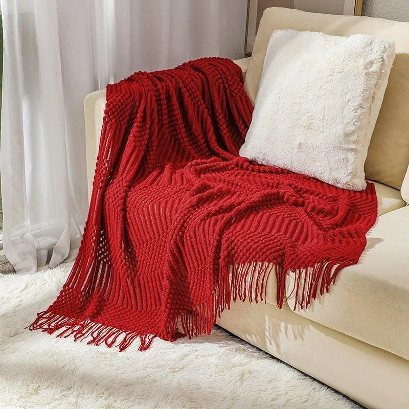 Nordic Solid Sofa Knitted Blanket 563053